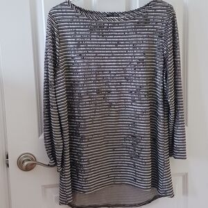 Jones New York Silver Velvet Boatneck Top
